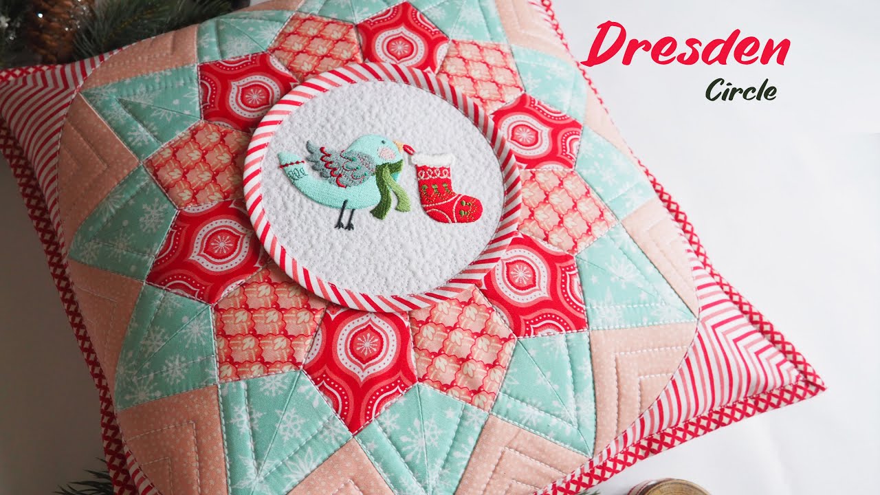 Sewing from squares. Quick and easy. Patchwork Dresden plate Circle & embroidery.