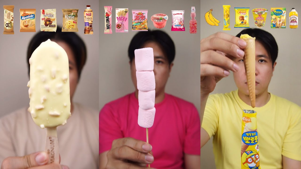 KOMPILASI MUKBANG SERBA WARNA KREM, PINK, DAN KUNING
