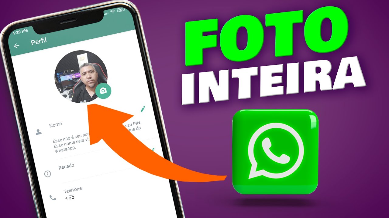 Como Colocar FOTO INTERIA no PERFIL do WHATSAPP Sem Cortar