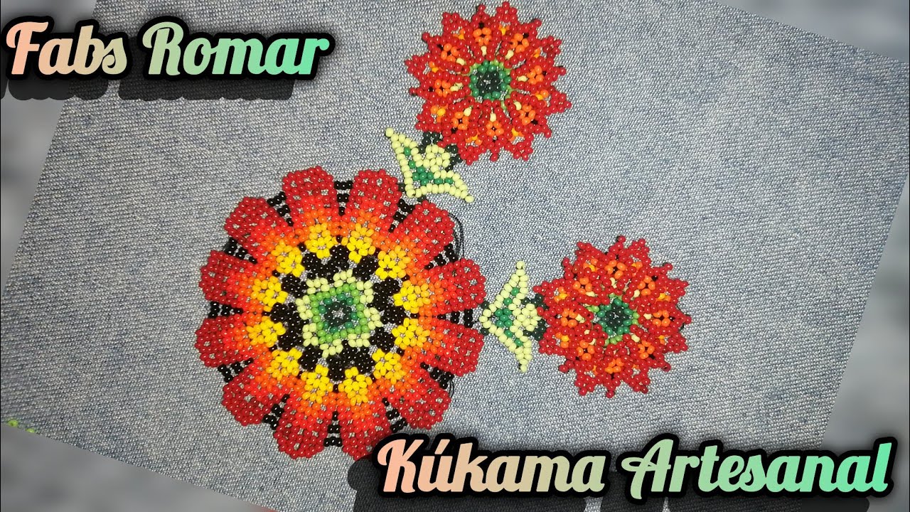 Flores medianas de chaquira para collar flores rojas ❤️
