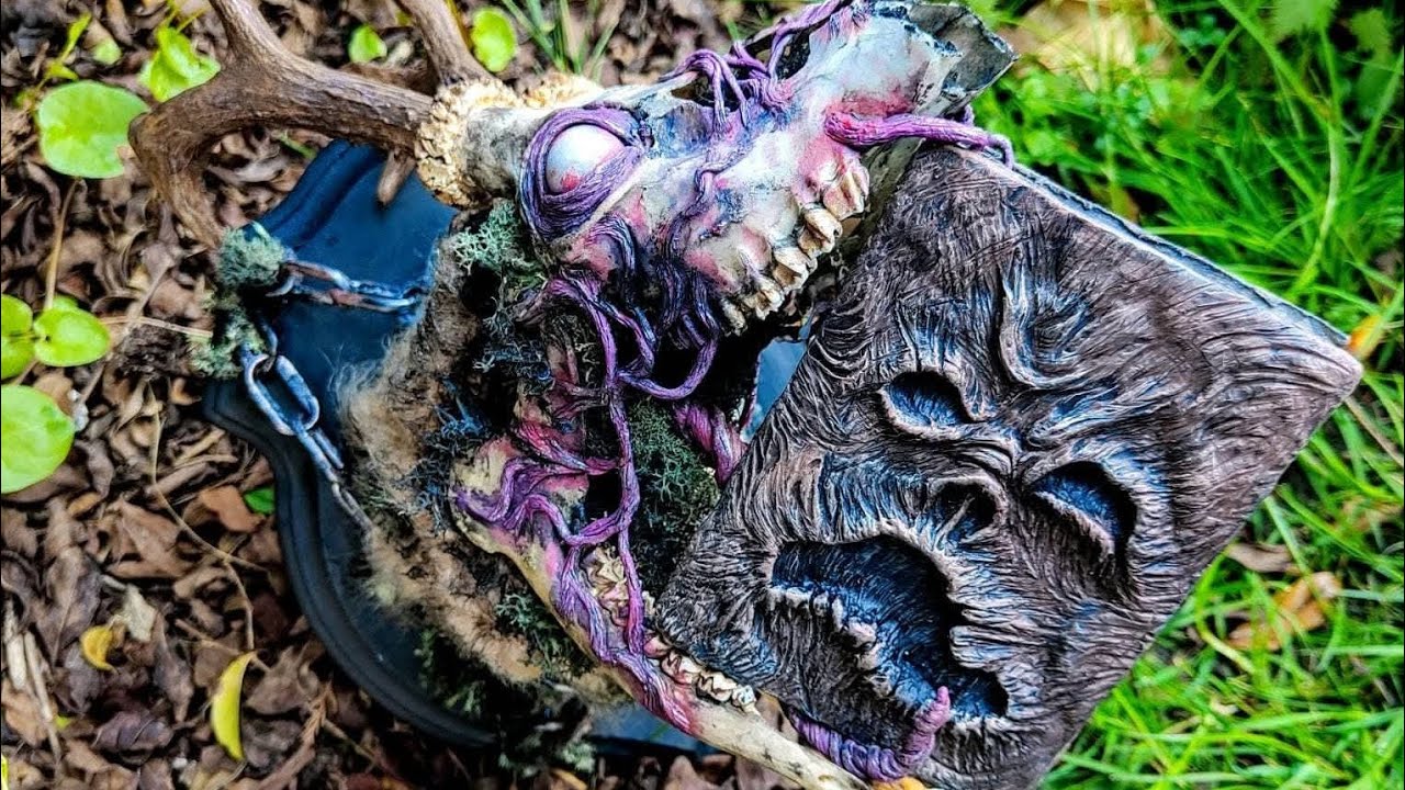 Evil Dead Inspired Deadite Deer and Necronomicon 
