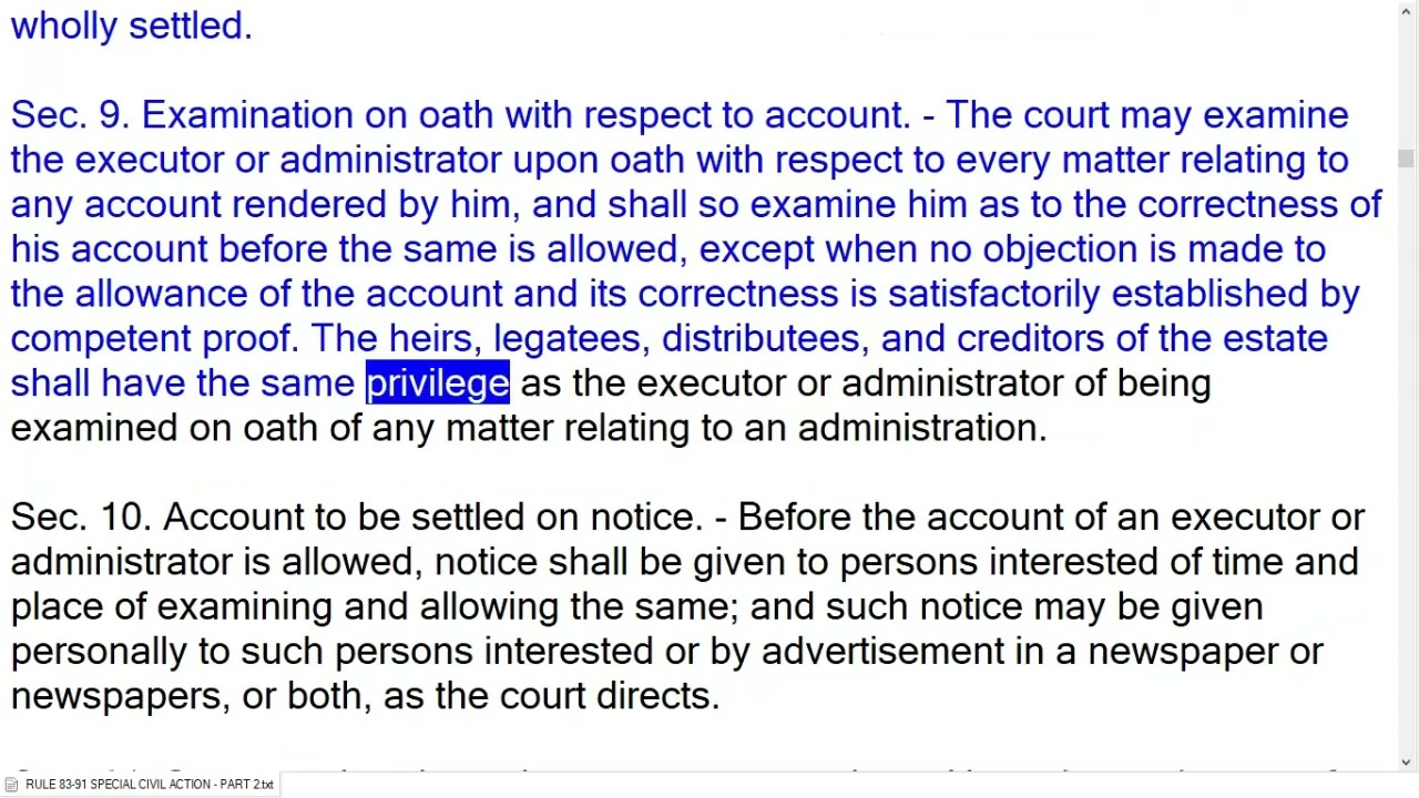SPECIAL PROCEEDINGS    RULE 83 TO 91 RULES OF COURT   CODAL PROVISIONS   Part 2