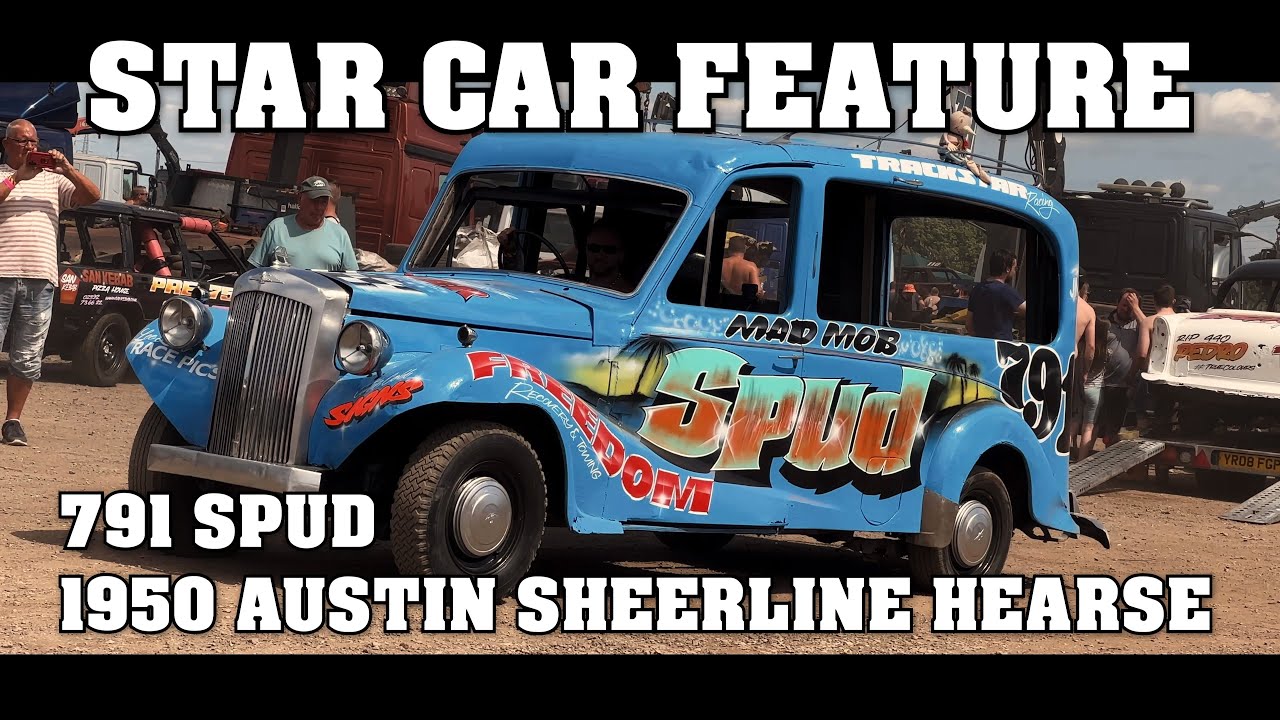 Звездный автомобиль: гоночный автомобиль Austin Sheerline A125 Hearse Banger 1950 года с двигател...