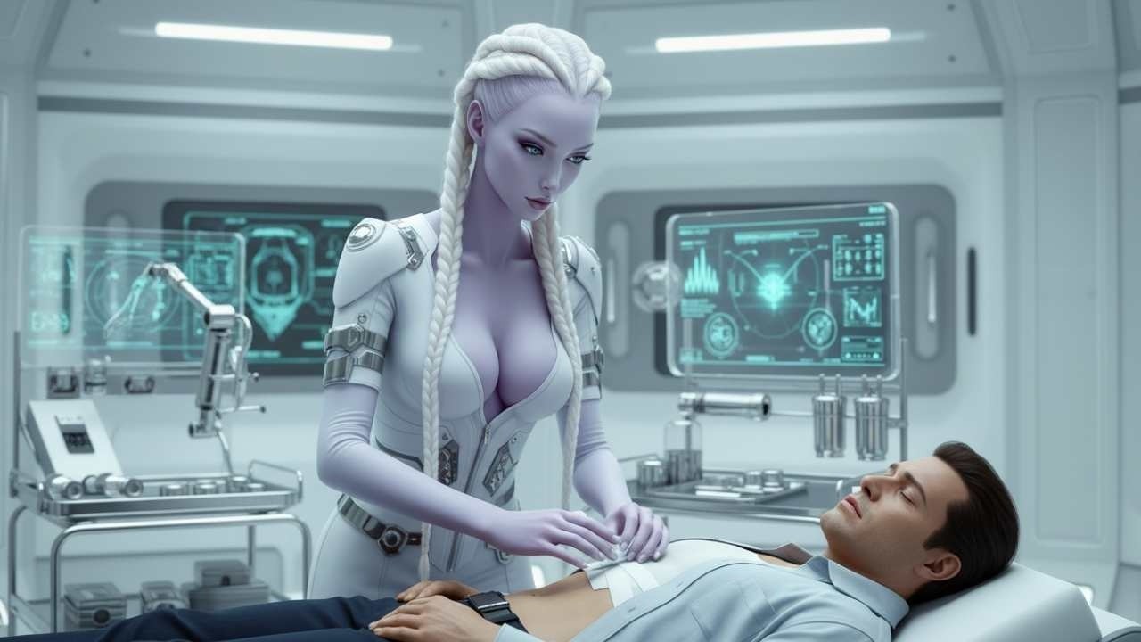 The alien nurse bandaged my wound and said, 