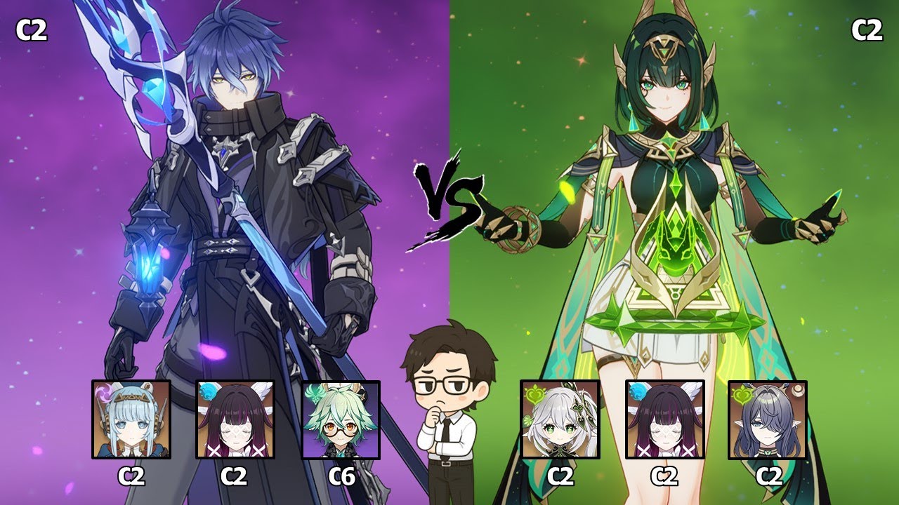 BIS C2 Flins vs BIS C2 Nefer (obsolete) - DPS Comparison Luna IV Genshin Impact
