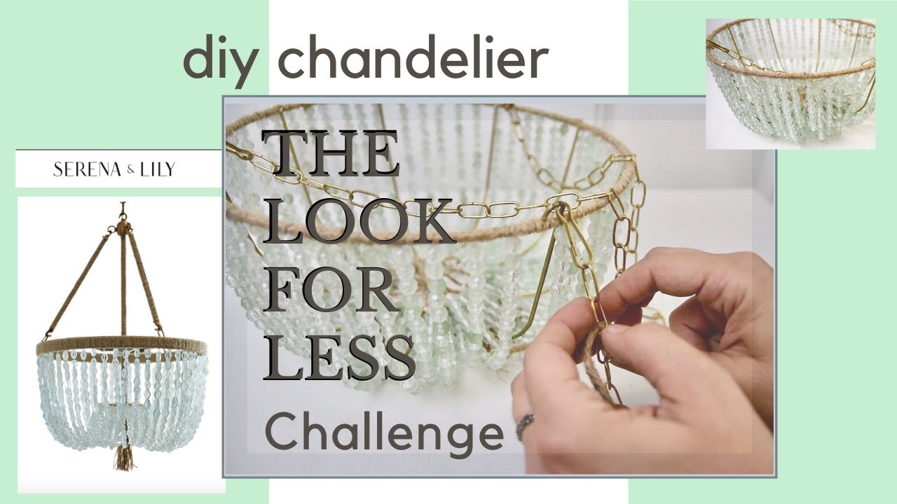 diy beaded chandelier (cheap) (easy) | sea glass |THE LOOK FOR LESS CHALLENGE