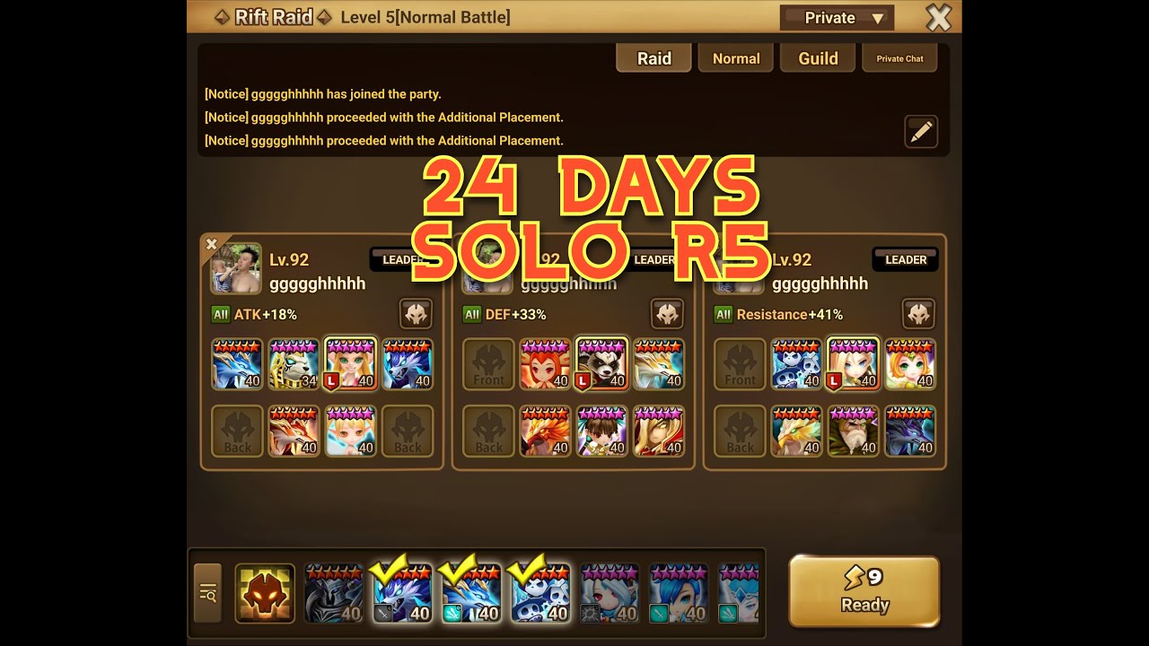 Beginner SOLO R5 (ave. 1min15s) Summoners War F2P