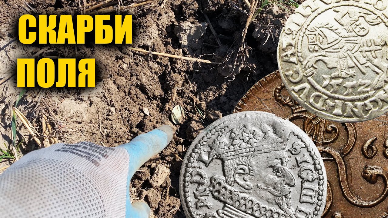 Знайшли старі срібні монети на полі. Пошук з металошукачем в Україні