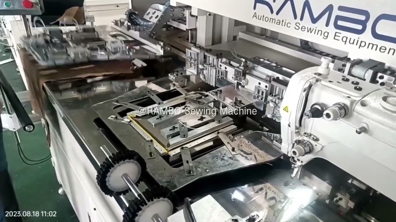 RAMBO RM-350, Automatic pocket setter machines testing before shipping,Cargo pocket, bellows pocket