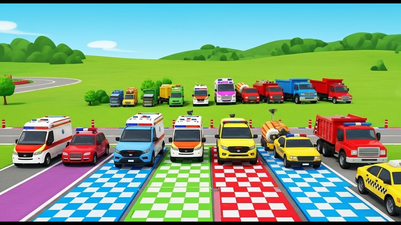 Garage with Colors – AMBULANCE BOX TRANSPORT ACTION 🚛🚑 DOUBLE FLATBED