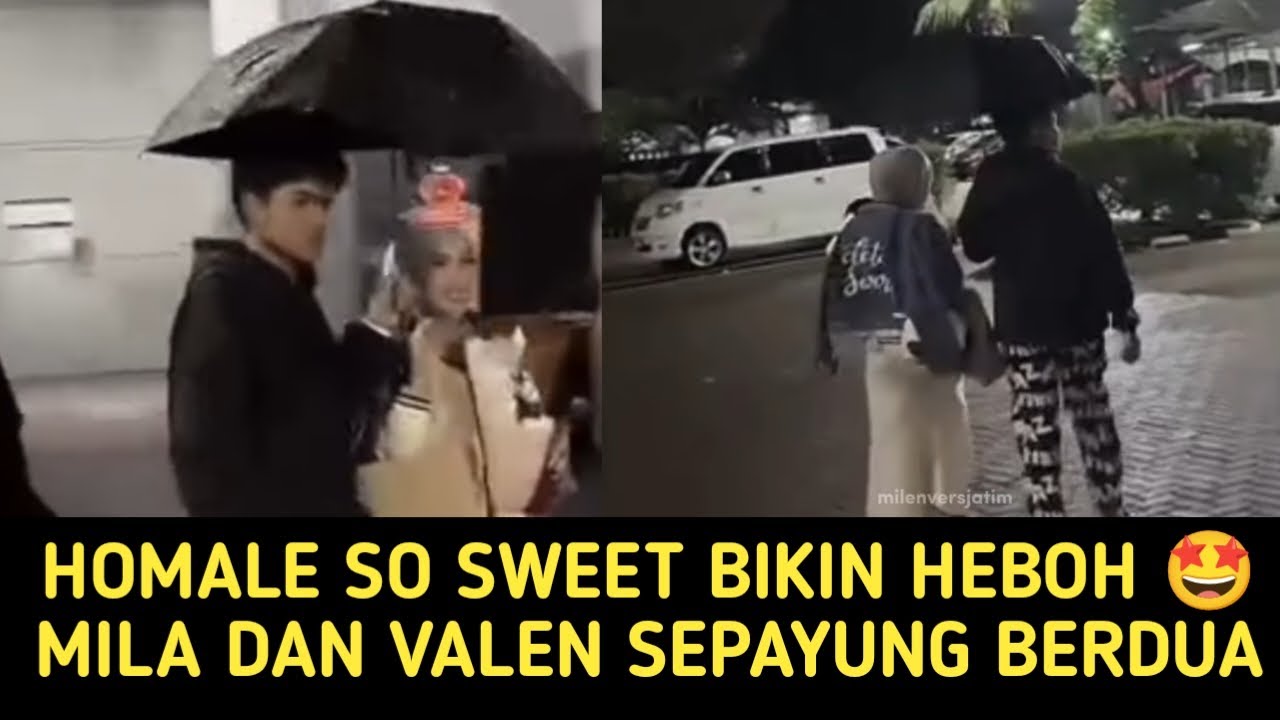 So sweet milen,Mila dan valen sepayung berdua 🤩