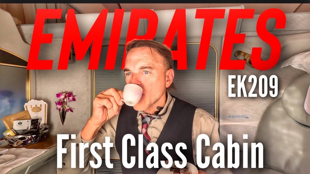 EMIRATES FIRST CLASS CABIN |  EK209 Athens to Newark | hellomynameistony