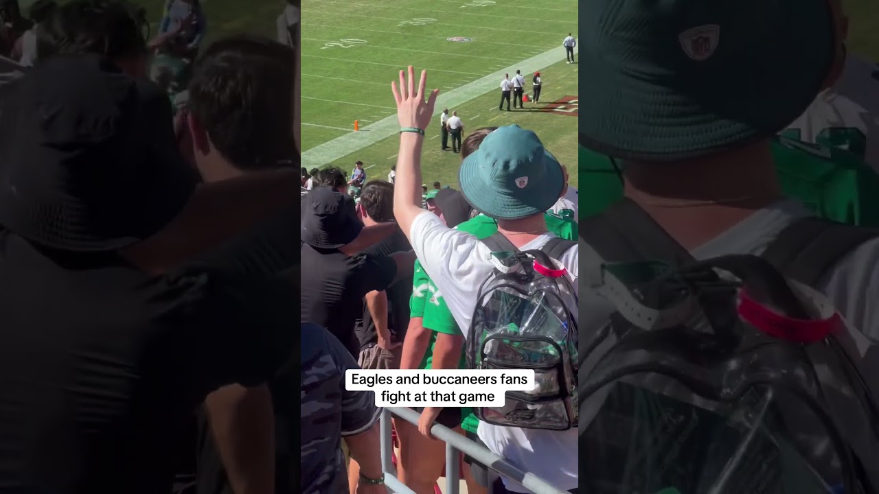 Eagles and buccaneers fans fight at the game 