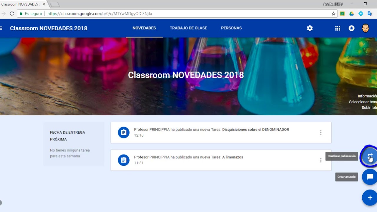 Novedades de Classroom para el curso 2018/19