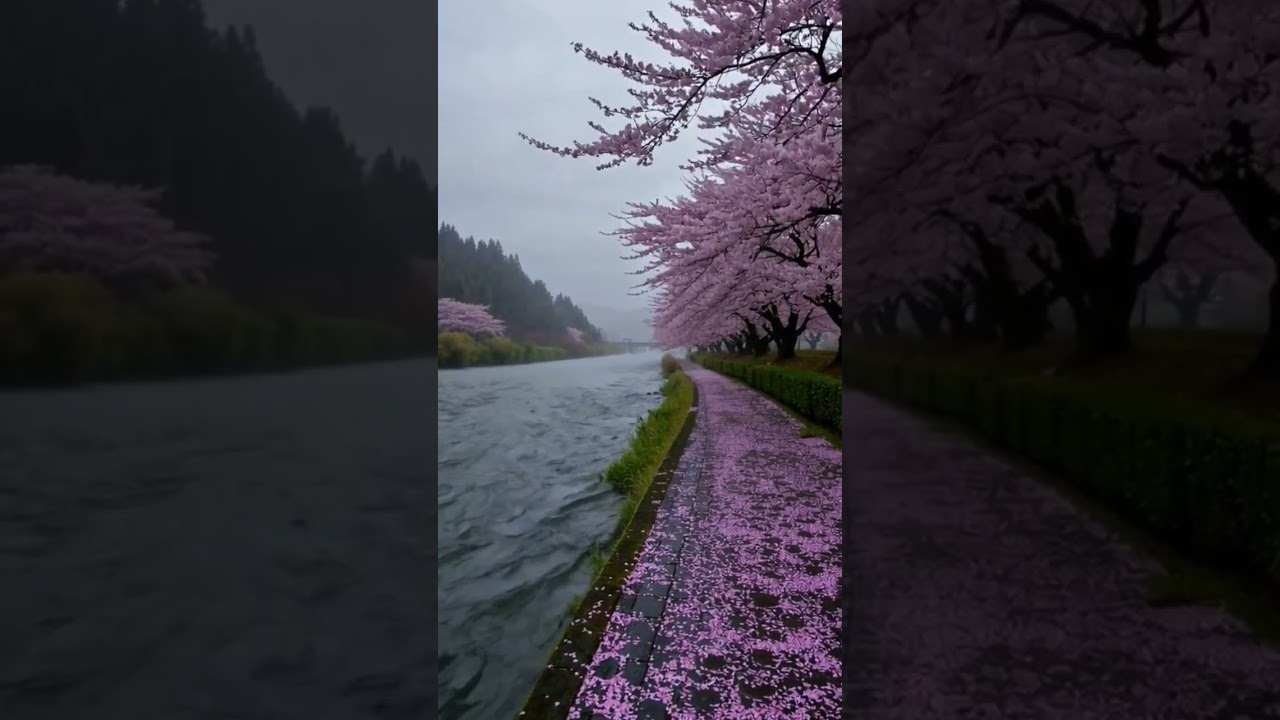 Rain Sounds in Cherry Blossom Path | Relaxing Nature Ambience for Sleep, Study & Meditation 🌸🌧