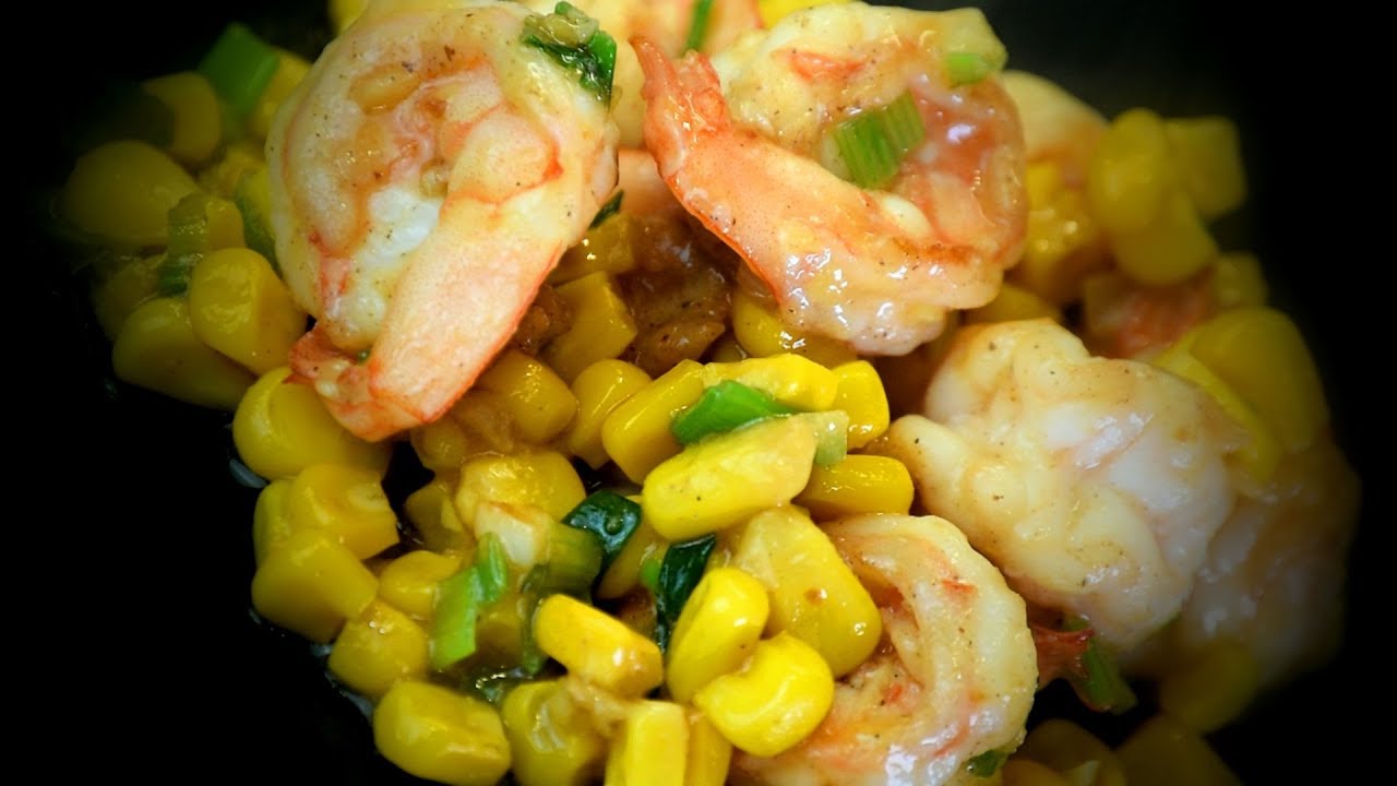 Chinese Shrimp & Sweetcorn Stir Fry (Chinese Style Cooking Recipe)