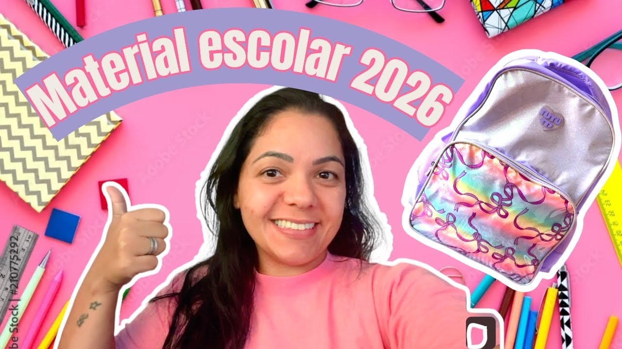 Material escolar 2026 Bom e Barato para três crianças 💸