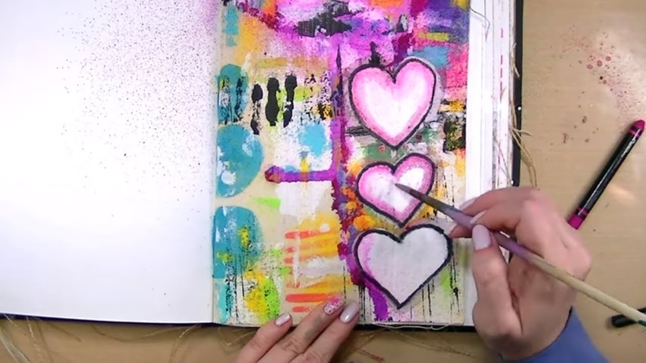 Art Journal Page | Dina Wakley Media Journal Canvas + Scribble Sticks & DWM Paints