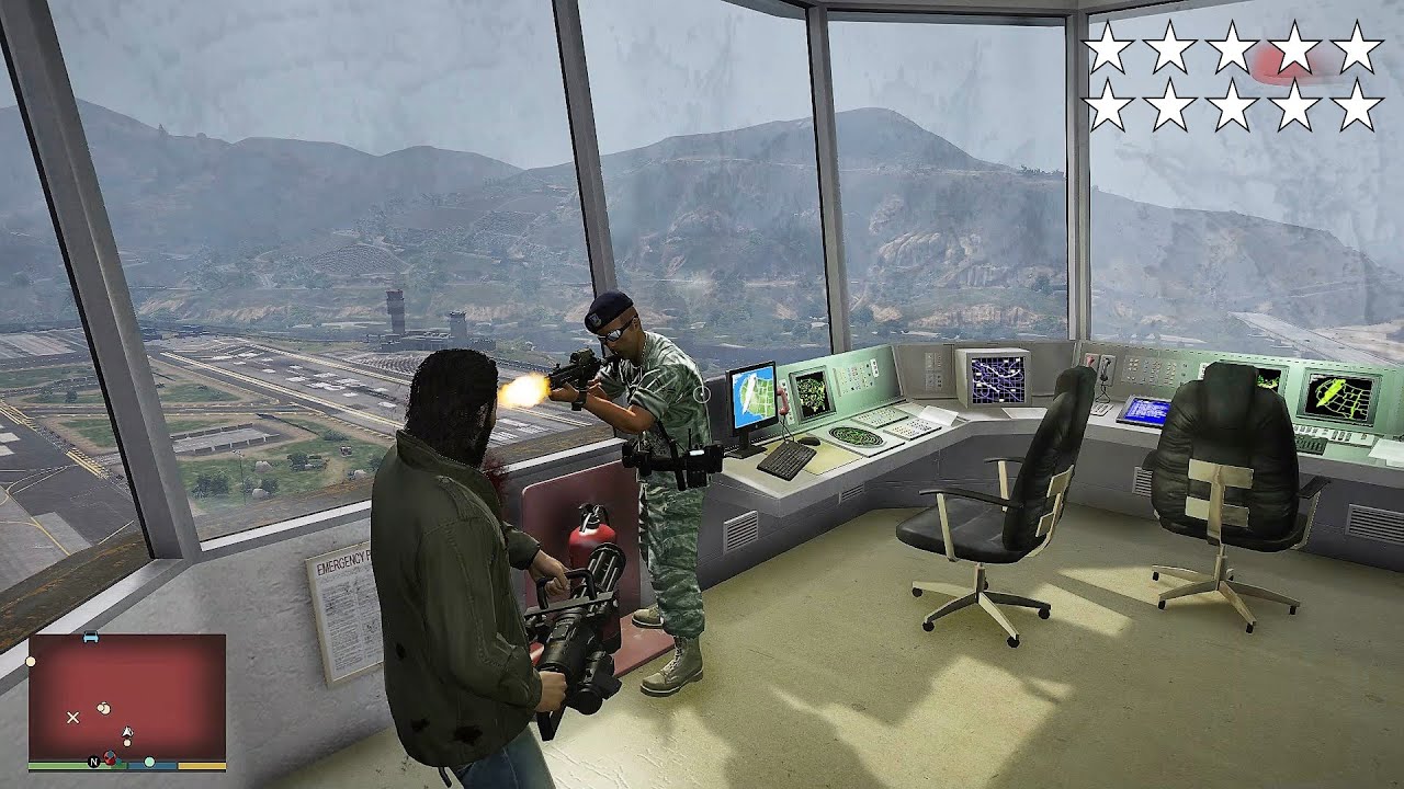 GTA 5 - Michael's TEN STAR COP BATTLE AT FORT ZANCUDO (GTA V Funny Moments)