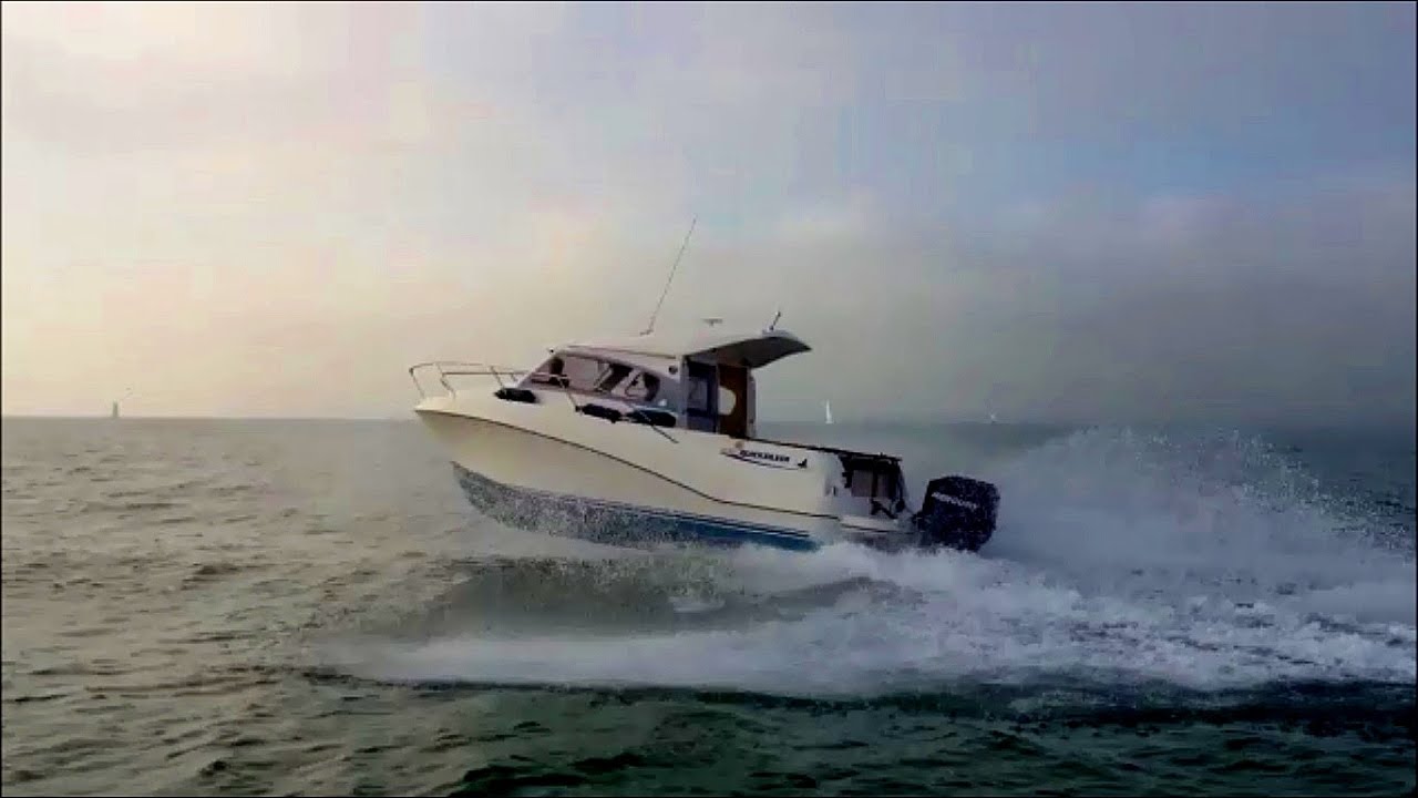 Quicksilver 640 Weekend filmed from Quicksilver 520 in the Solent
