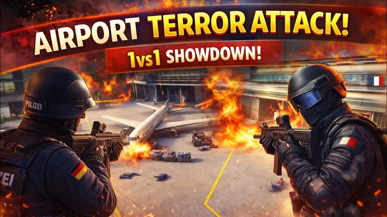 AIRPORT TERROR ATTACK! 🔥 1vs1 Showdown – Fire & Chaos Everywhere!
