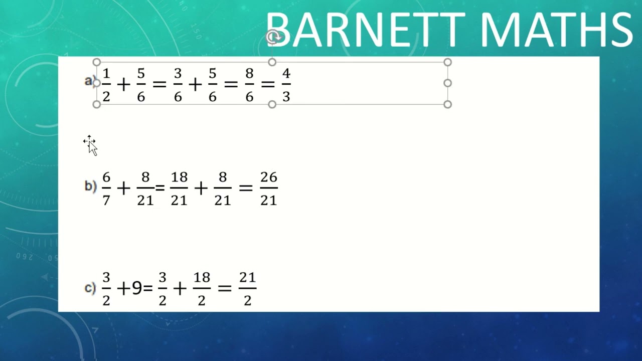 1.1 Number   Adding and subtracting Fractions