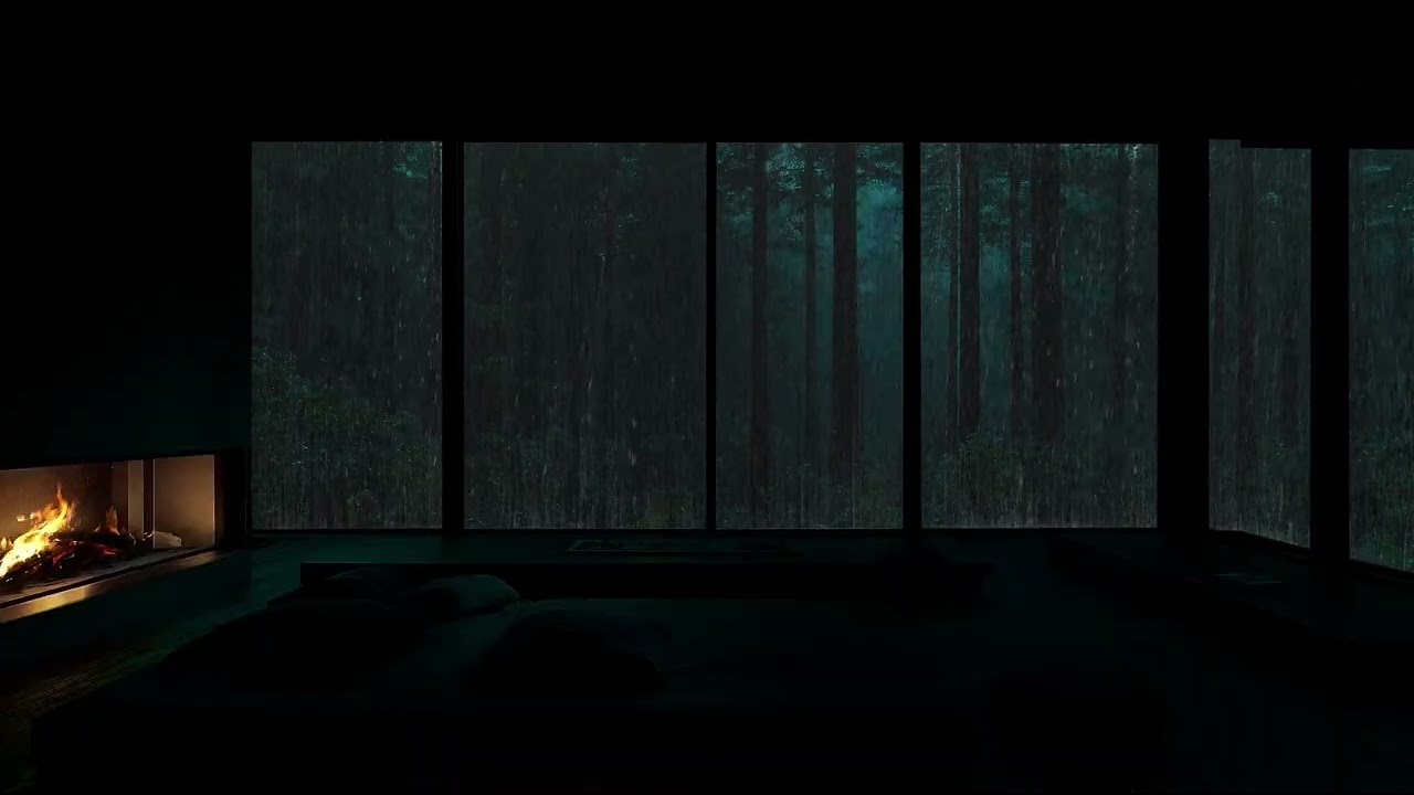 Stop Overthinking Tonight with Soft Rain & Thunder in a Forest Bedroom at Night⛈️