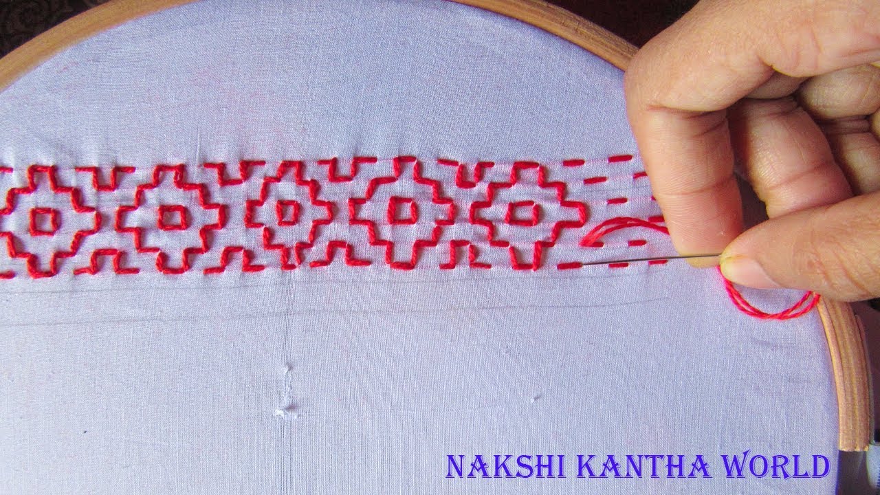 Hand embroidery new nakshi kantha design video tutorial