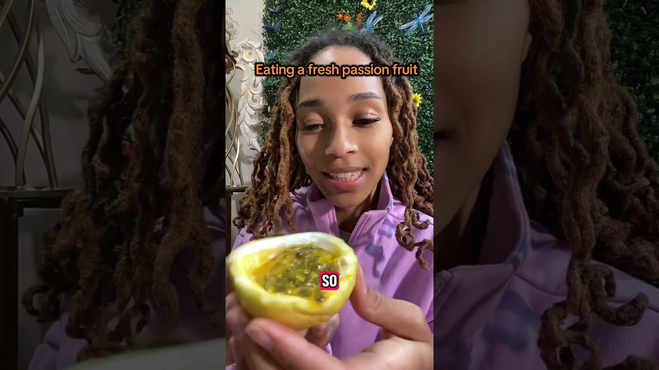 Eating a fresh Passion Fruit 