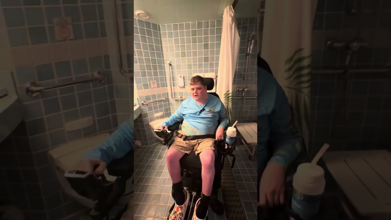 Showing off the accessibility of cabin aboard the Carnival Glory
