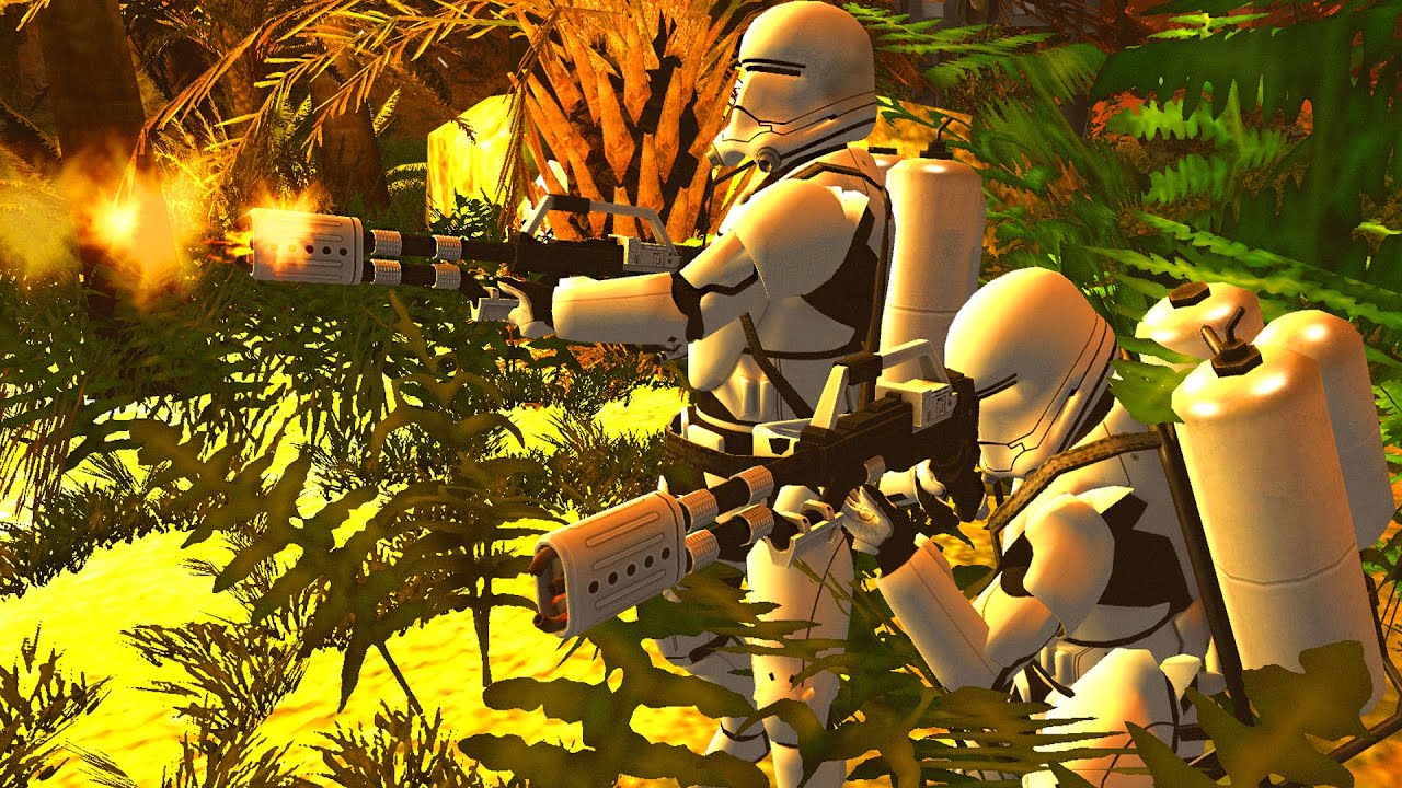 First Order Flame-Troopers BURN the Jungle!! - Men of War: Star Wars Mod Battle Simulator