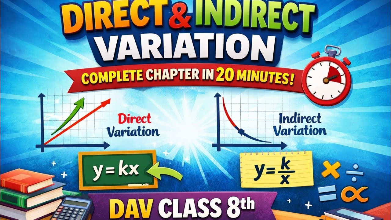 Direct and indirect variation complete chapter in just 20 minutes for dav 8th class