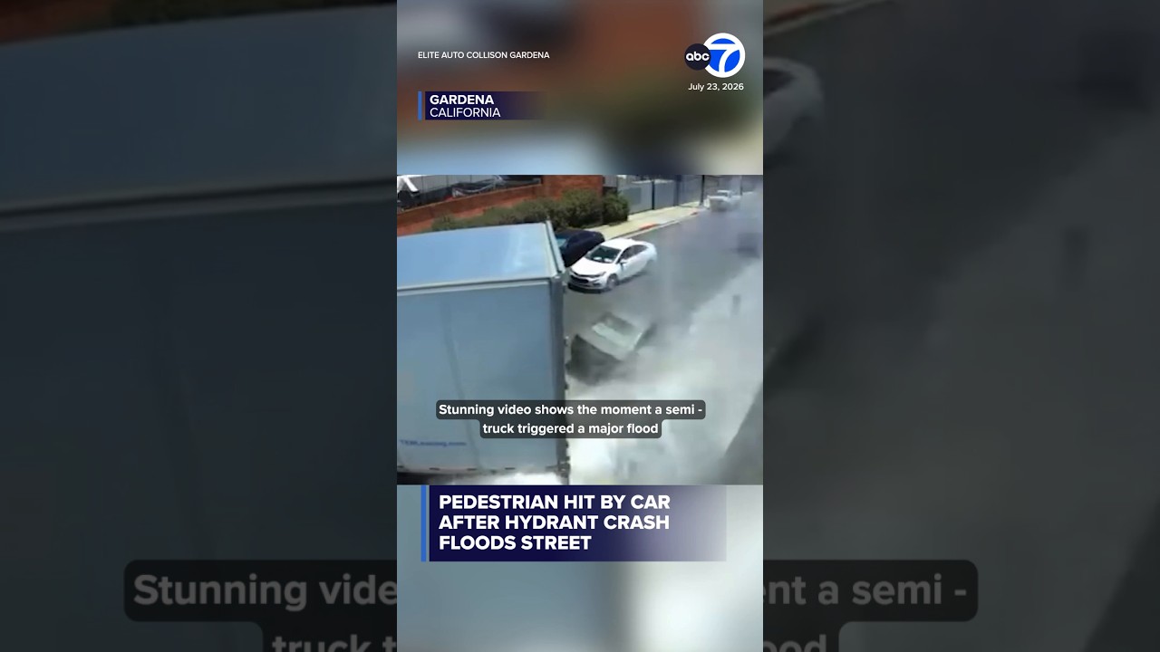 Pedestrian hit by car after hydrant crash floods street