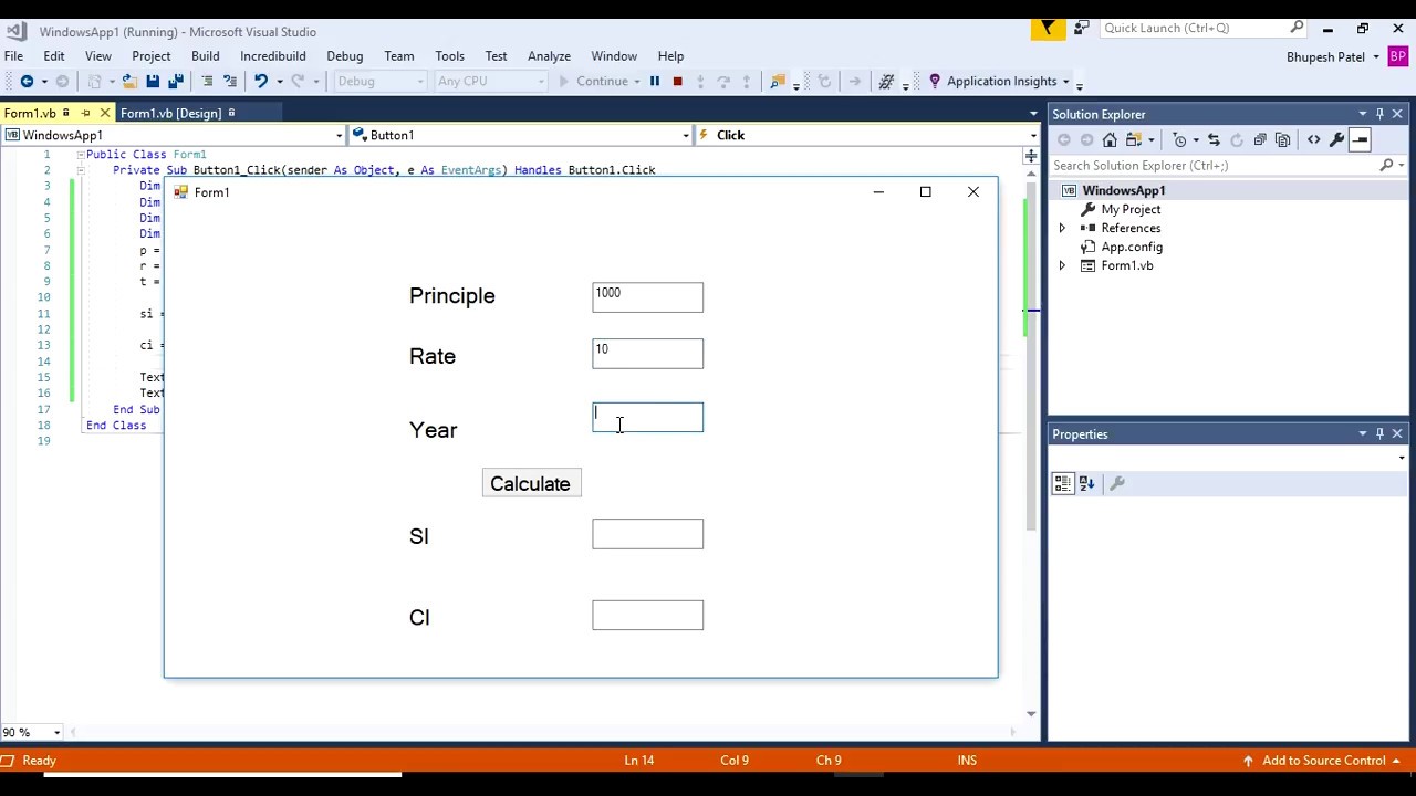 How to calculate simple interest and compound interest in visual basic