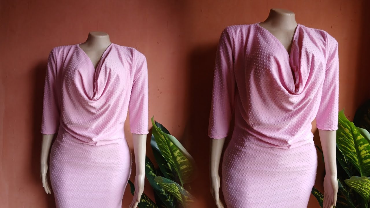 DIY/How to cut and sew cowl neck dress without pattern 