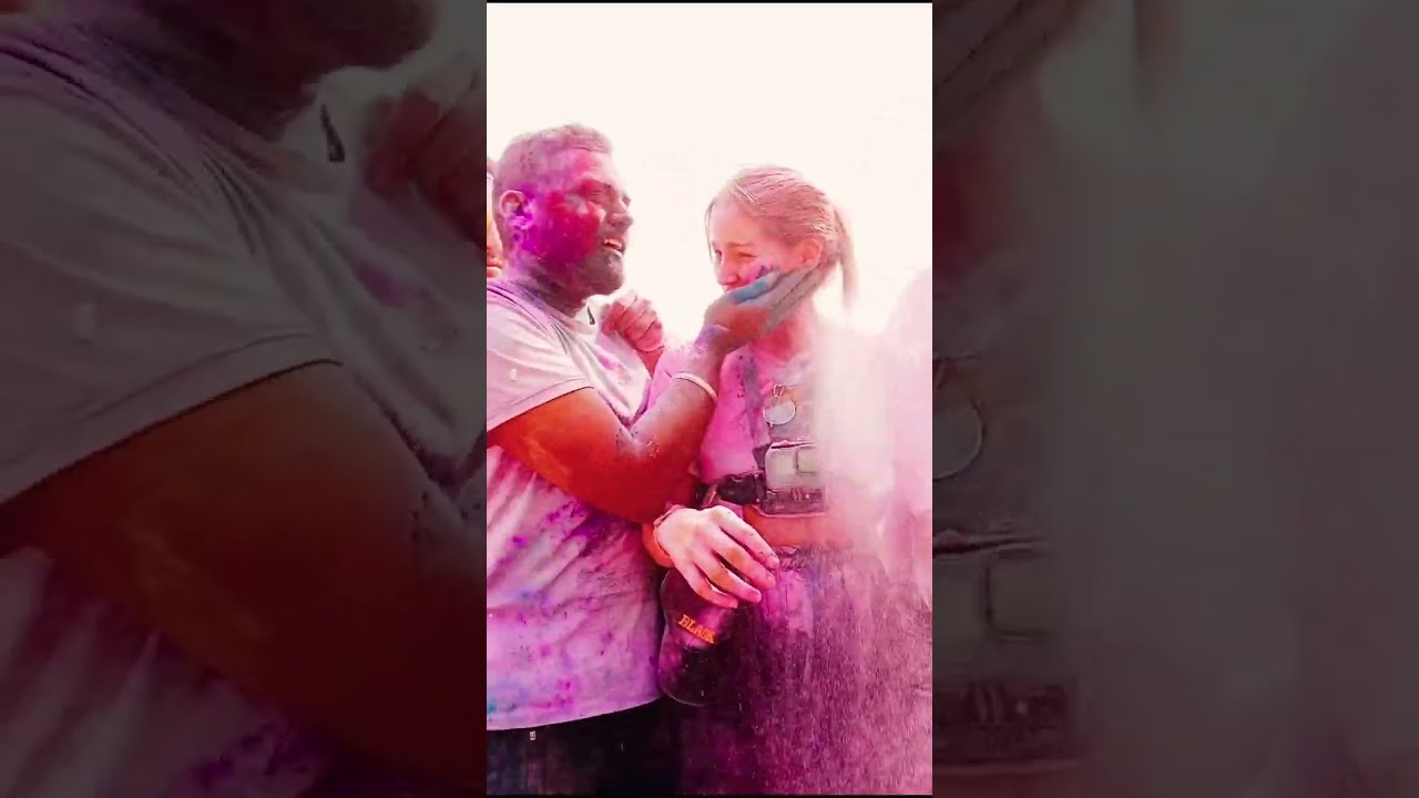 vrindavan holi celebration with foreigners #viral #love #whatsappstatus