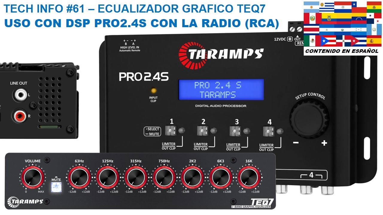 TECH INFO #61 - INSTALACION DEL ECUALIZADOR - PREAMP TARAMPS TEQ7 Y DSP PRO2.4S CON RADIO RCA