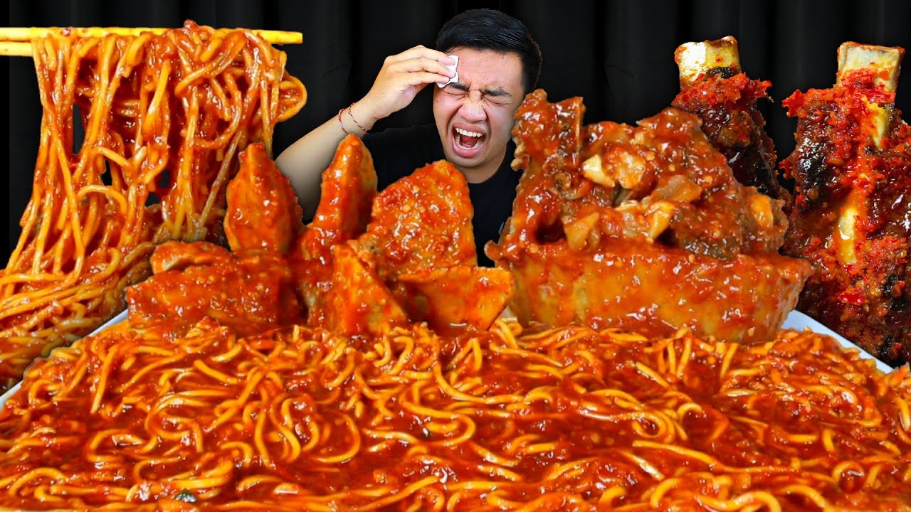 PANAS 🔥 MUKBANG MIE JEBEW LEVEL 5 PEDAS GILA + BAKSO MANGKOK IGA MERCON