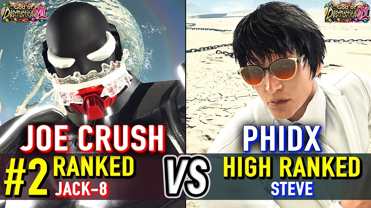 T8 🔥 JOE CRUSH (#2 Ranked Jack-8) vs PHIDX (Steve) 🔥 Tekken 8 High Level Gameplay