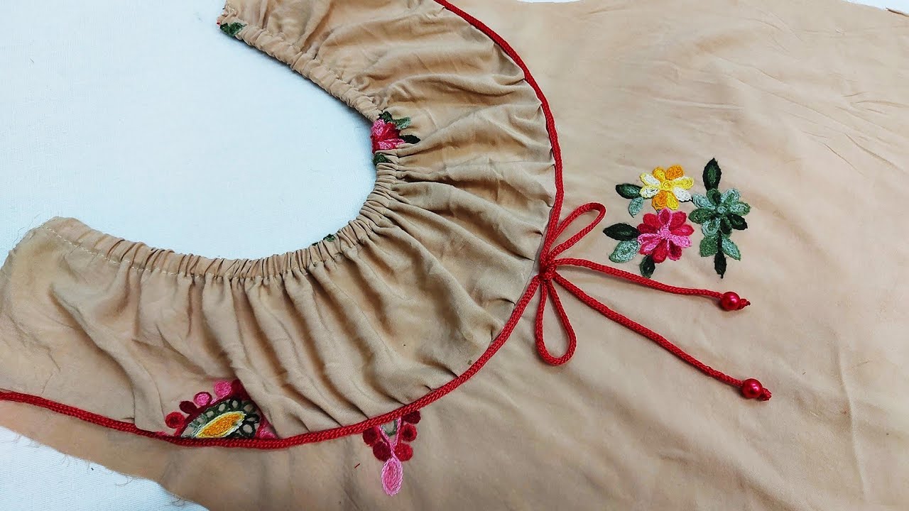موديل ابو اللاستيك بالرقبة - Very beautiful  blouse design cutting and stitching very easy method