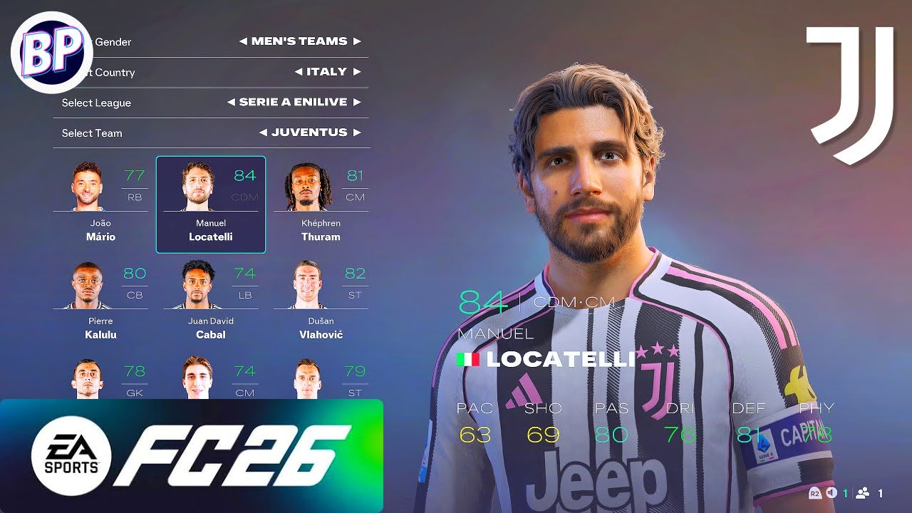 EA FC 26 Volti e Valutazioni dei Gioctori Juventus - 4K 60fps