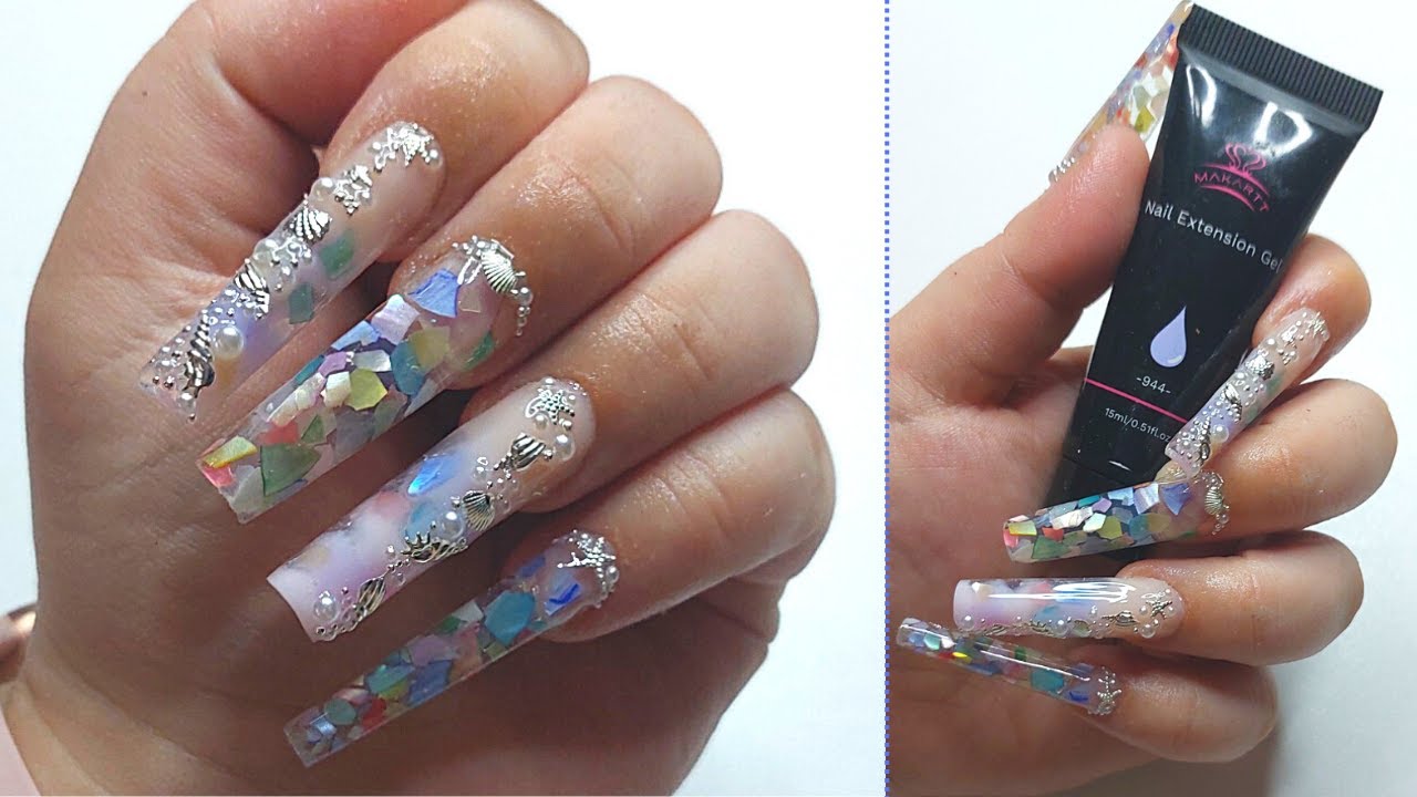 EASY ENCAPSULATED SEA SHELL NAILS WITH MAKARTT POLYGEL AND DUAL FORMS ✨