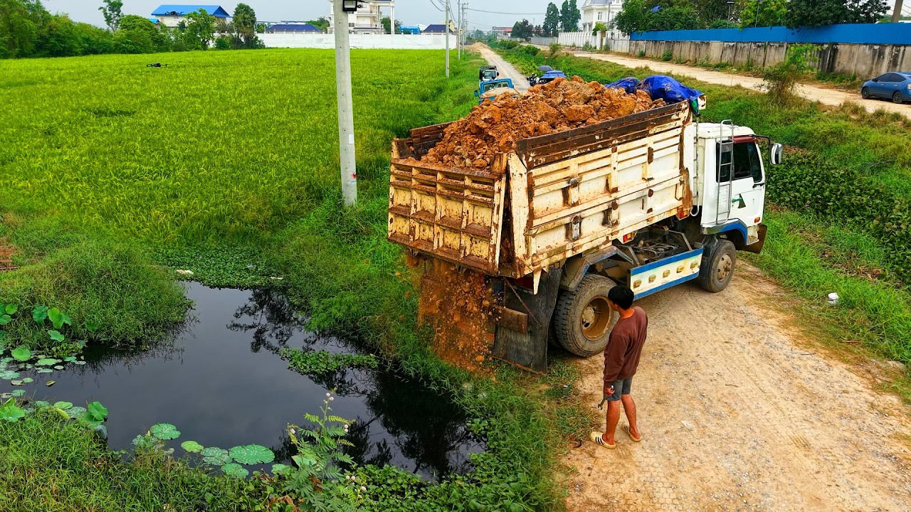 Big Project ! Started Processing Filling Up The Land huge, Bulldozer MITSUBISHI BD2F, Dump Truck