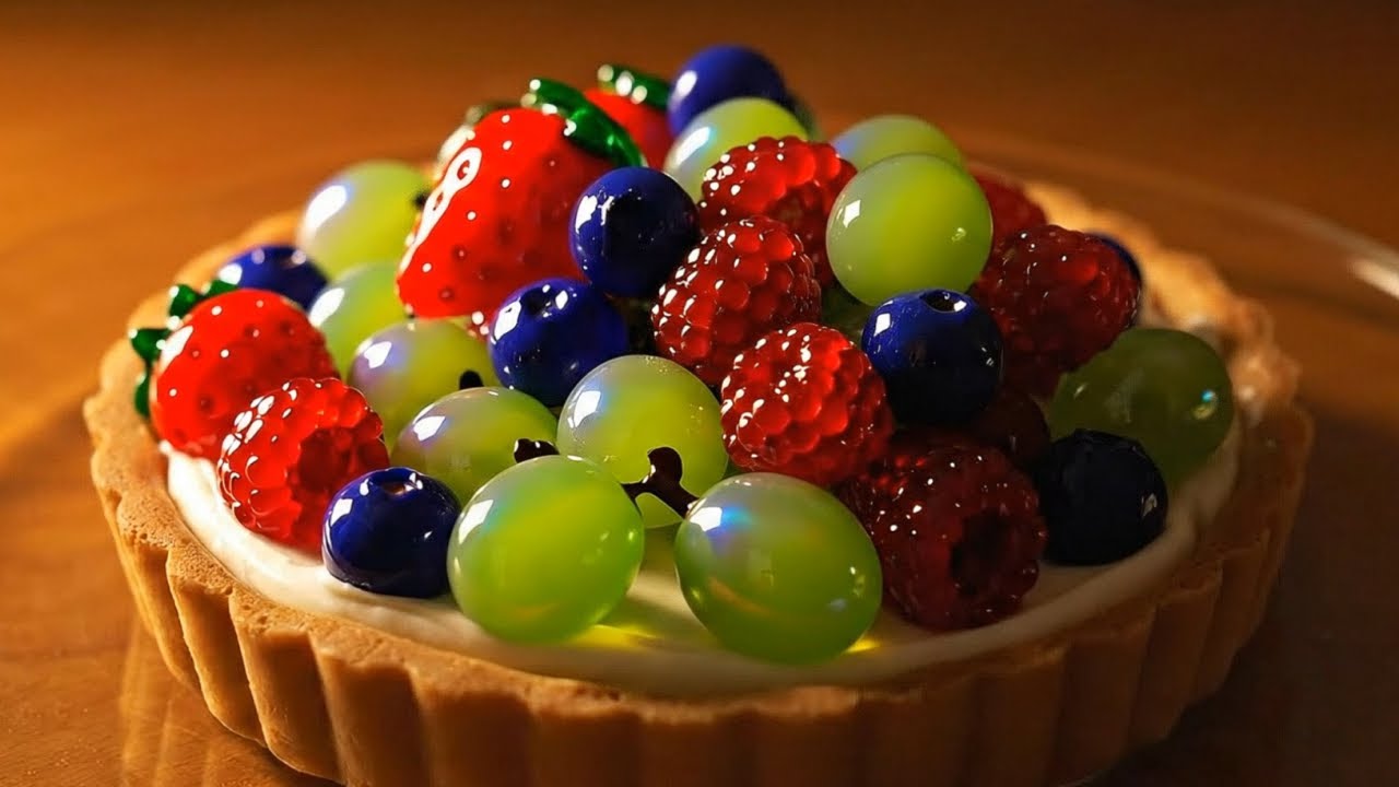 Tart Made with Glass Fruits 🍓🥝✨