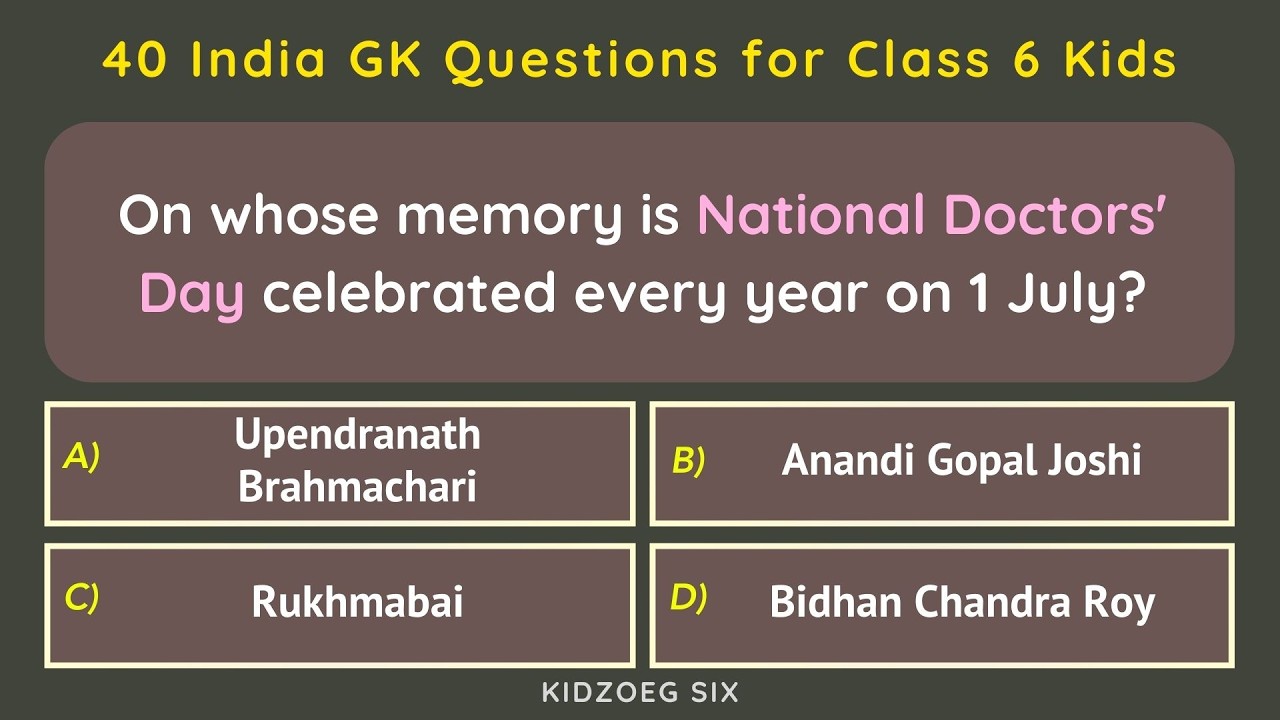 40 India GK Questions for Class 6 Kids | Knowledge Assessment for School and Quiz Preparation 🇮🇳