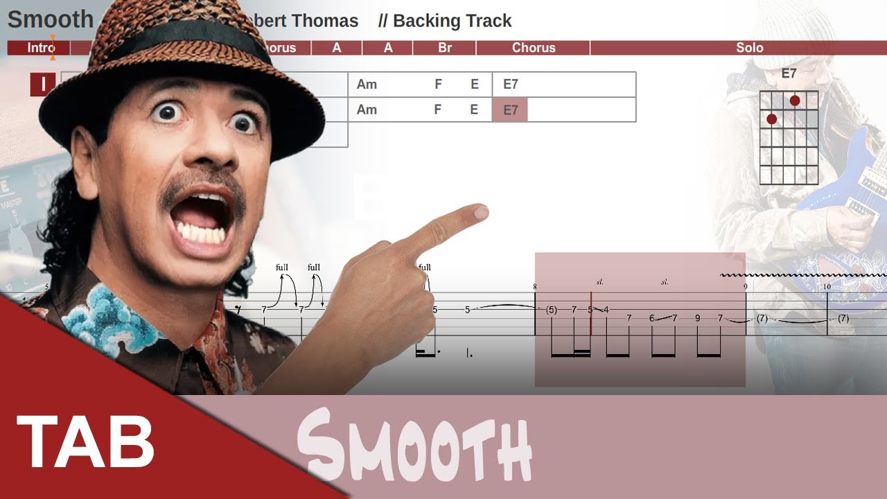 Smooth - Santana - Guitar Tab Lesson with chords