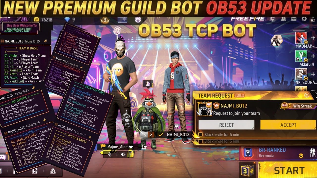 PREMIUM GUILD TCP BOT FREE 😱 | NEW GUILD TCP BOT OB51 😎 | FREE FIRE TCP BOT 😬 | EMOTE BOT🗿 |#tcpbot 