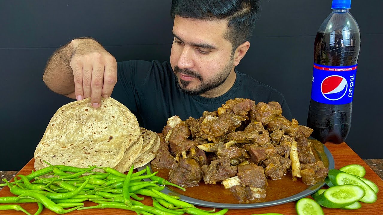 ASMR EATING SPICY MUTTON CURRY+TANDOORI NAAN|| REAL MUKBANG(NO TALKING)