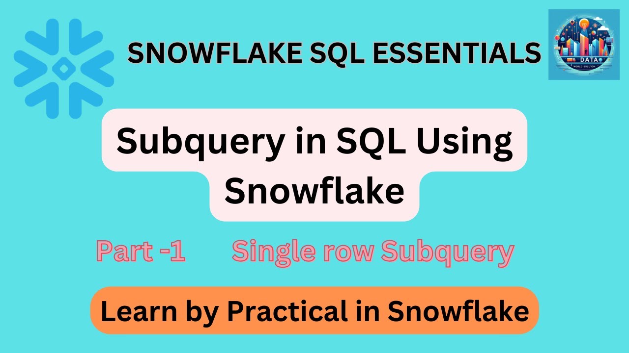 Mastering Subqueries in Snowflake: Unlocking Powerful Data Insights! Part-01 Single row Subquery