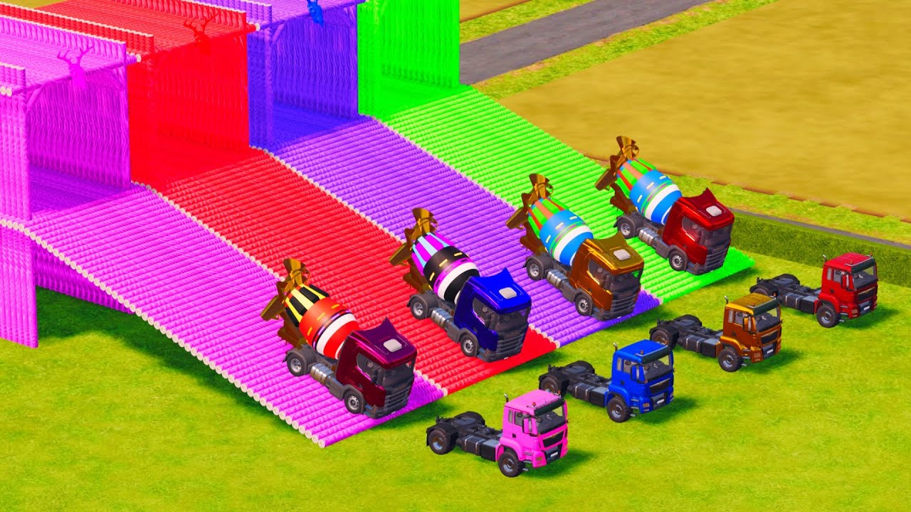 COLORFUL CEMENT MIXER CHALLENGE! 🚛 FARMING SIMULATOR 22 OBSTACLE COURSE